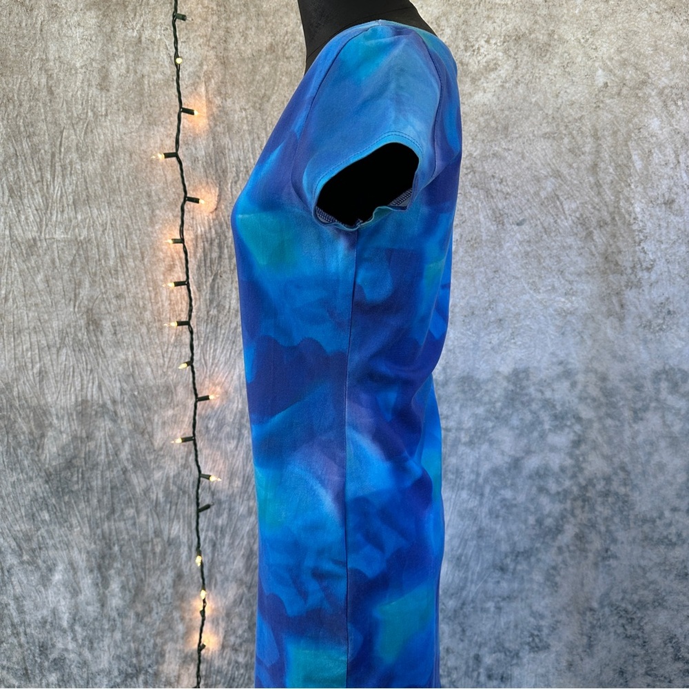 Elie Tahari Blue and Teal pencil Dress size P - Picture 4 of 8